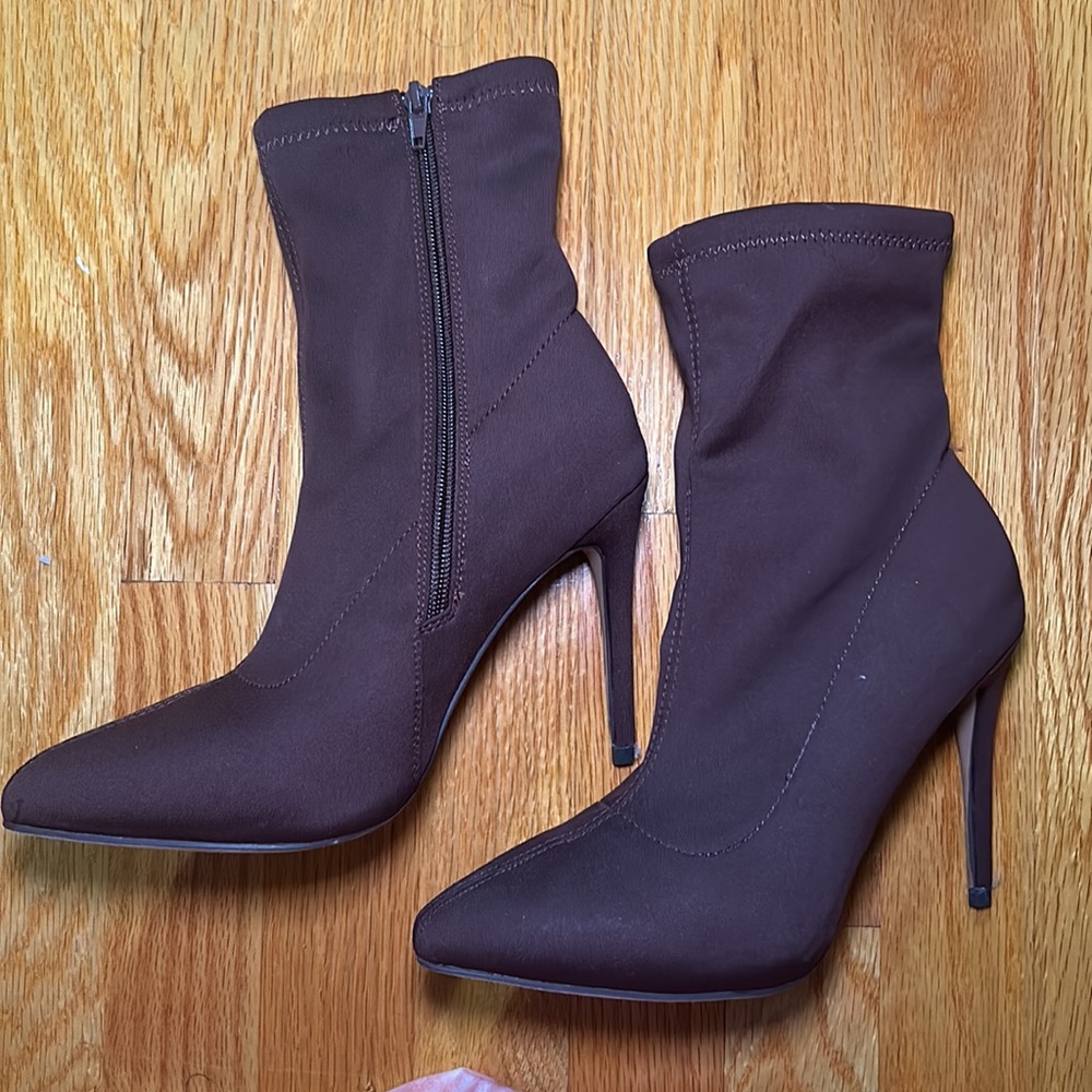 Brown booties from fashion nova